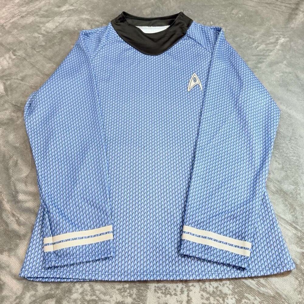 Rubies Sz M Star Trek Spock Blue Shirt Made in USA Classic Cosplay Costume - Picture 2 of 14